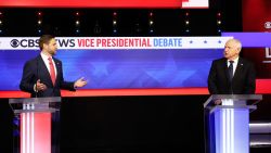 NEW YORK - OCTOBER 01: Republican vice presidential candidate, Sen. JD Vance (R-OH), and Democratic vice presidential candidate, Minnesota Gov. Tim Walz, participate in a debate at the CBS Broadcast Center on October 1, 2024 in New York City. This is expected to be the only vice presidential debate of the 2024 general election. (Photo by Anna Moneymaker/Getty Images)