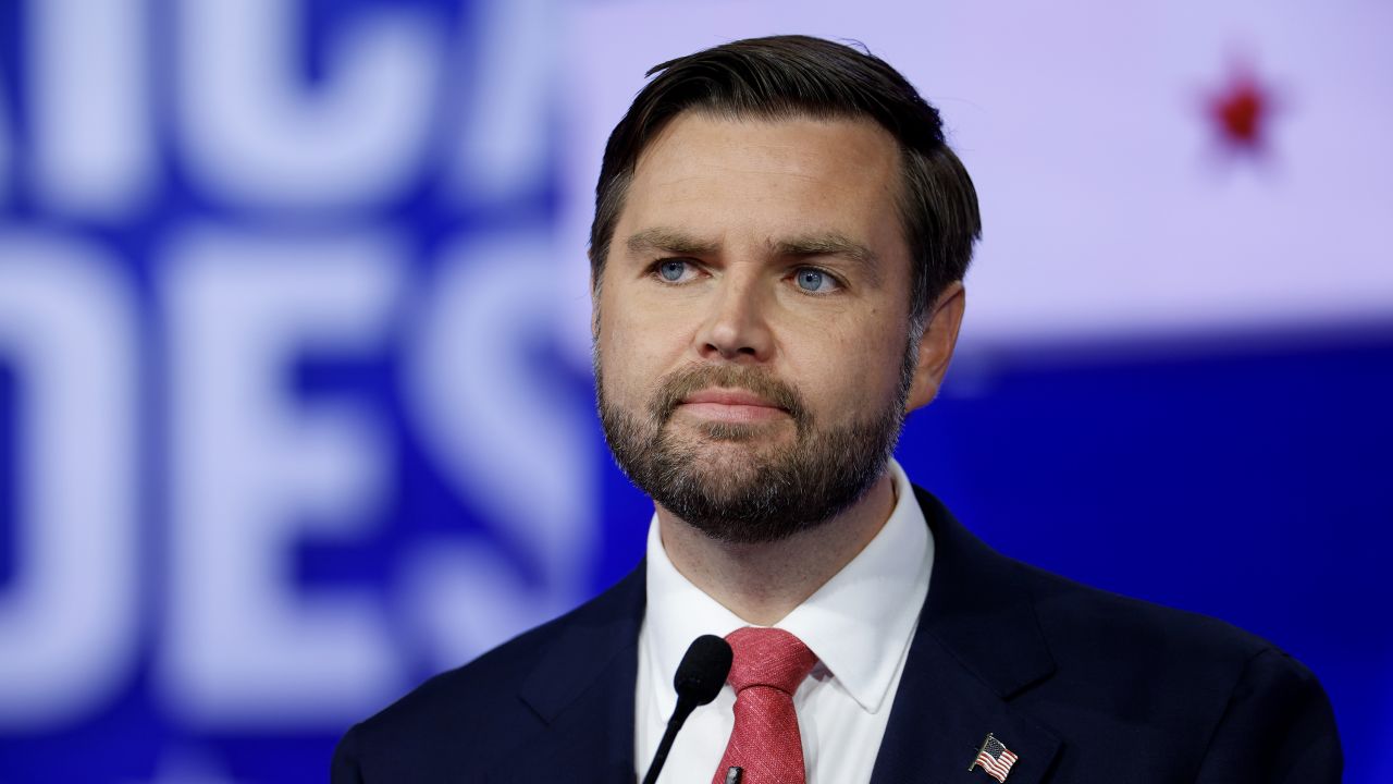 Republican vice presidential candidate Sen. JD Vance (R-OH) participates in a debate at the CBS Broadcast Center on October 1, 2024 in New York City.