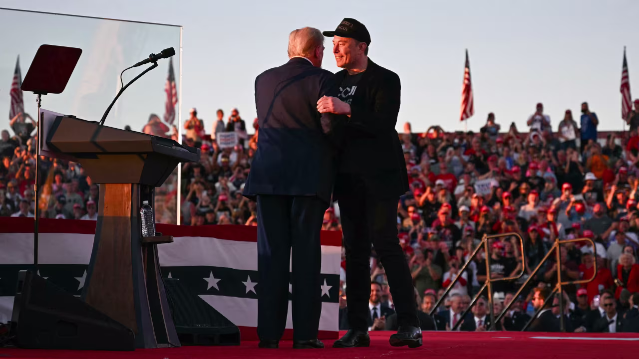 Elon Musk joins Donald Trump at a campaign rally in Butler, Pennsylvania, on October 5.