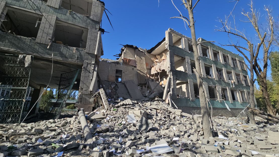 Officials and residents in Kherson have reported numerous attacks on civilian infrastructure. This educational institution was damaged in a Russian bombing attack on October 7, 2024.