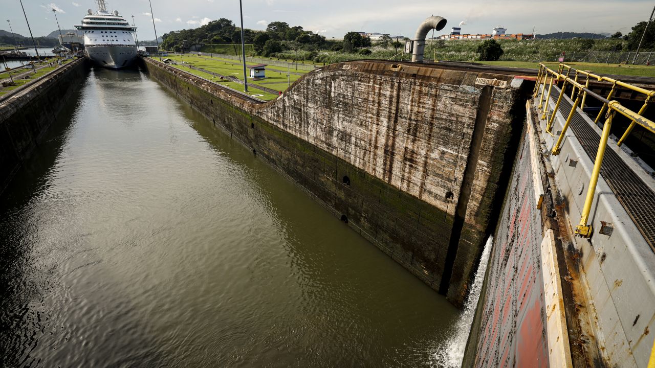 The cruise ship Brilliance of the Seas enters the Panama Canal's Miraflores Locks in Panama City on October 7, 2024. The 2024-2025 cruise season in Panama began Monday with the passage of the Brilliance of the Seas, which completes its 15-day itinerary between Los Angeles and New Orleans. (Photo by MARTIN BERNETTI / AFP) (Photo by MARTIN BERNETTI/AFP via Getty Images)