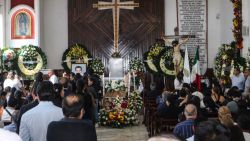 Relatives and friends of Chilpancingo Mayor Alejandro Arcos take part in a mass prior to his funeral in Chilpancingo, Guerrero State, Mexico, on October 7, 2024. The mayor of the southern Mexican city of Chilpancingo, Alejandro Arcos, was murdered on Sunday after just six days in office, a crime that could be investigated by federal prosecutors, President Claudia Sheinbaum said on Monday. (Photo by Eduardo GUERRERO / AFP) (Photo by EDUARDO GUERRERO/AFP via Getty Images)