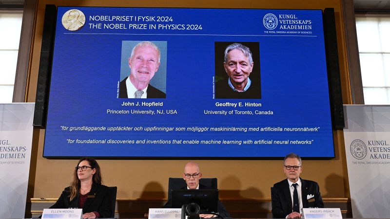 Nobel Prize in Physics 2024 awarded to John Hopfield and Geoffrey Hinton for work on artificial intelligence