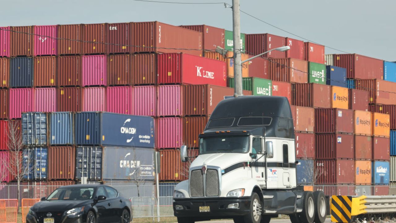 NEWARK, NEW JERSEY - OCTOBER 04: Shipping containers are seen at Port of Newark on October 04, 2024 in Newark, New Jersey. A U.S. ports strike which halted shipping on the East and Gulf coasts for three days came to an end on Thursday after International Longshoremen’s Association (ILA) announced that the union had reached an agreement with the United States Maritime Alliance (USMX) on wages, suspending the strike until January. The strike involved 45,000 workers across 36 ports, from Texas to Maine. (Photo by Michael M. Santiago/Getty Images)