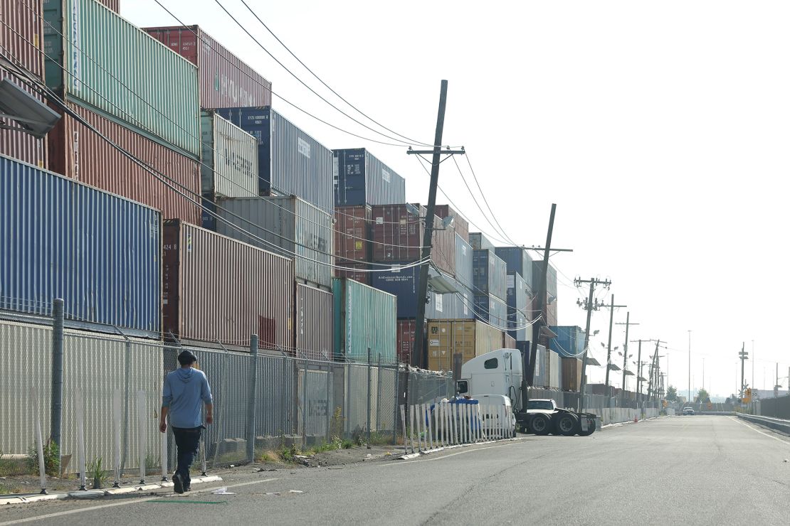 Shipping containers at the Port of Newark on October 4 in New Jersey.