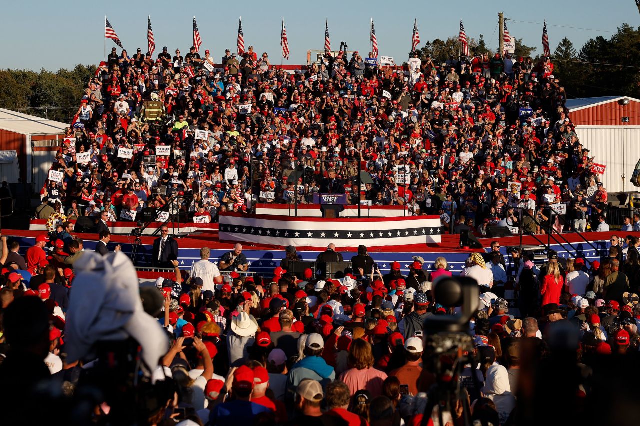 Former President Donald Trump speaks at the campaign rally.