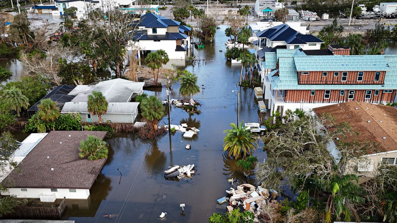 A flooded street is seen in Siesta Key, Florida, on Thursday.