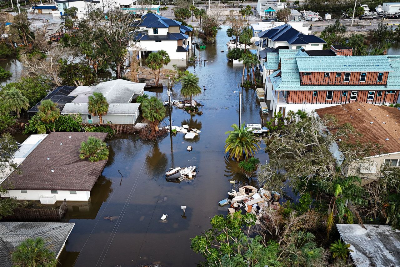 A flooded street is seen in Siesta Key, Florida, on Thursday.