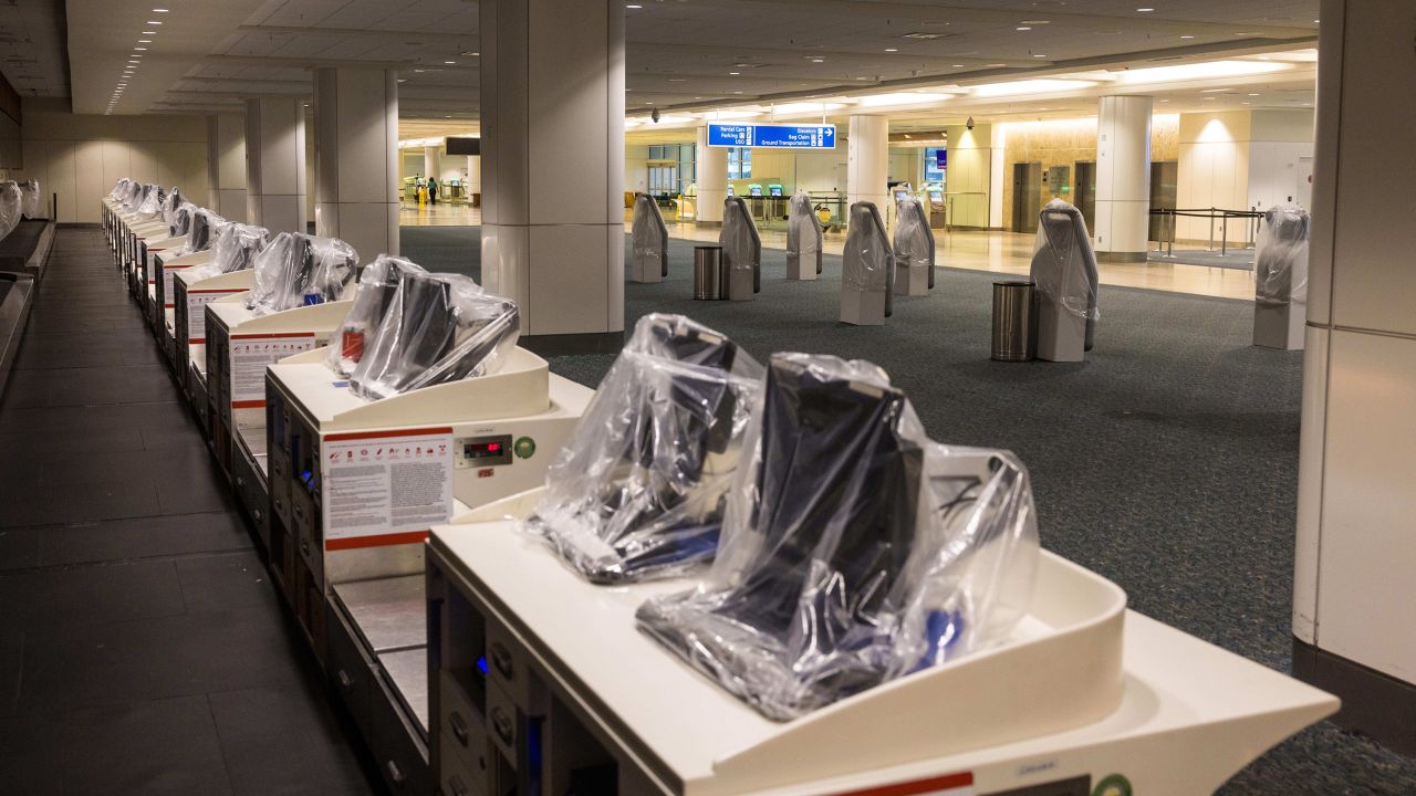 ORLANDO, FLORIDA - OCTOBER 10: A deserted indoor terminal at International Airport after Hurricane Milton passed through the area on October 10, 2024 in Orlando, Florida. The storm made landfall as a Category 3 hurricane in the Siesta Key area of Florida, causing damage and flooding throughout Central Florida. (Photo by Saul Martinez/Getty Images)