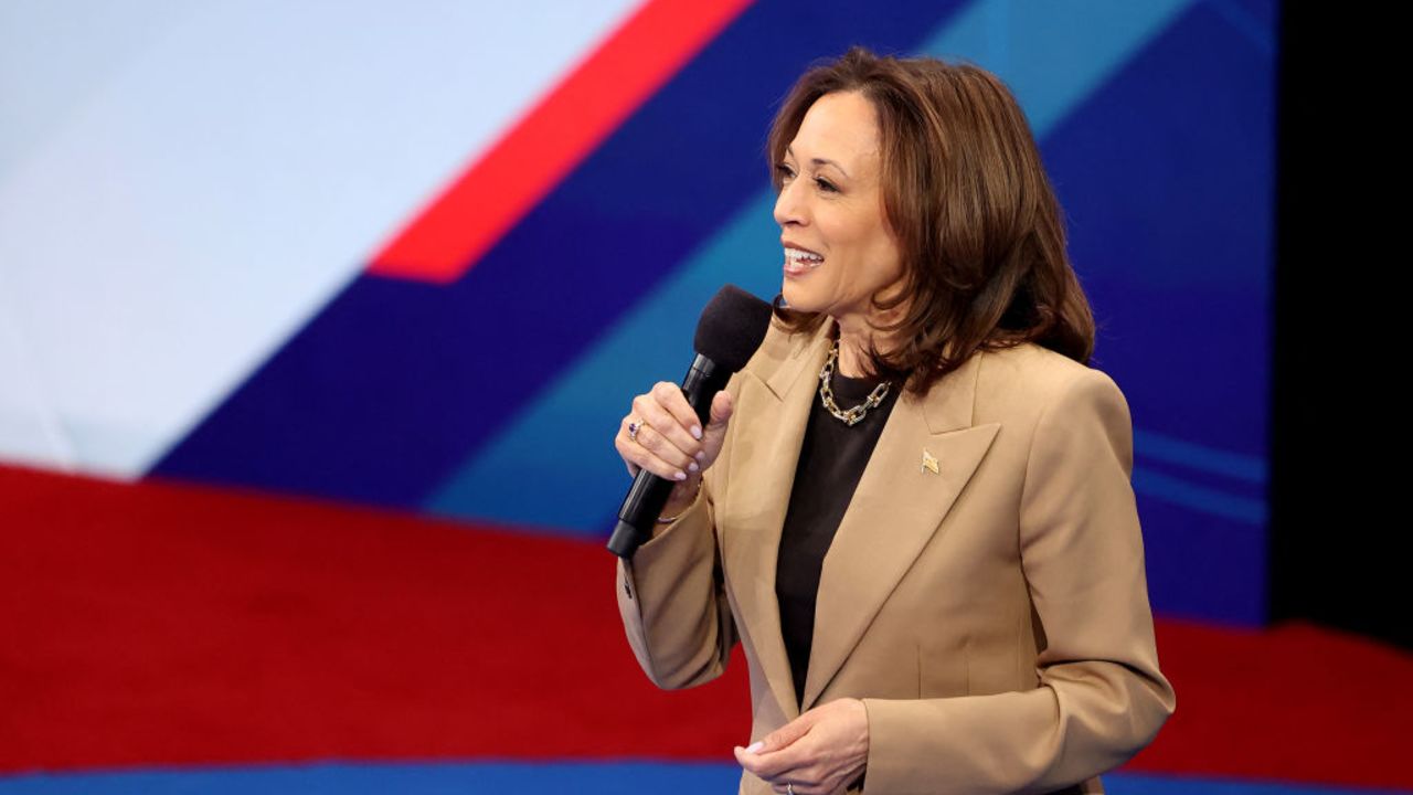 US Vice President and Democratic presidential candidate Kamala Harris speaks during a Town Hall event hosted by Univision at the University of Nevada Las Vegas, in Las Vegas, Nevada, on October 10, 2024. (Photo by RONDA CHURCHILL / AFP) (Photo by RONDA CHURCHILL/AFP via Getty Images)