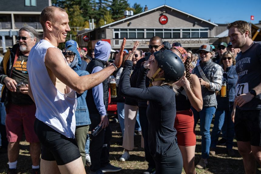 Caleb and Justine Roesler's victory at the North American Wife-Carrying Championship on October 12, 2024 completed a three-peat for the Wisconsin-based couple.