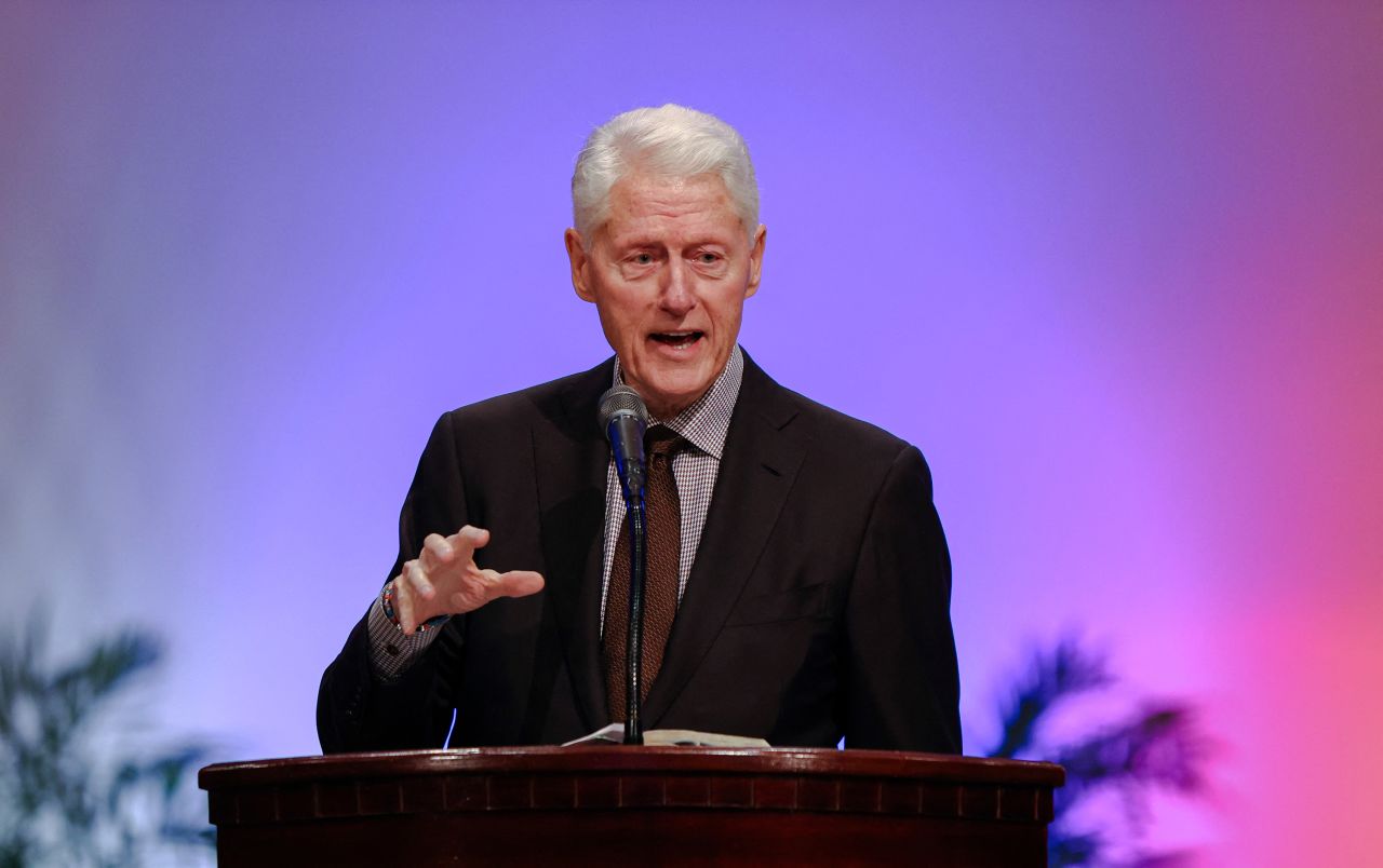 Former President Bill Clinton speaks to the congregation at Mount Zion Baptist Church in Albany, Georgia, on October 13.