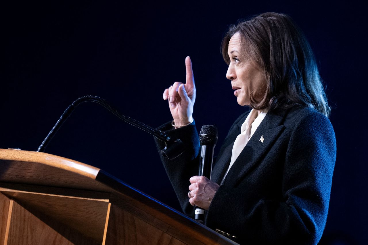 Vice President Kamala Harris speaks during a church service at the Koinonia Christian Center in Greenville, North Carolina, on October 13.