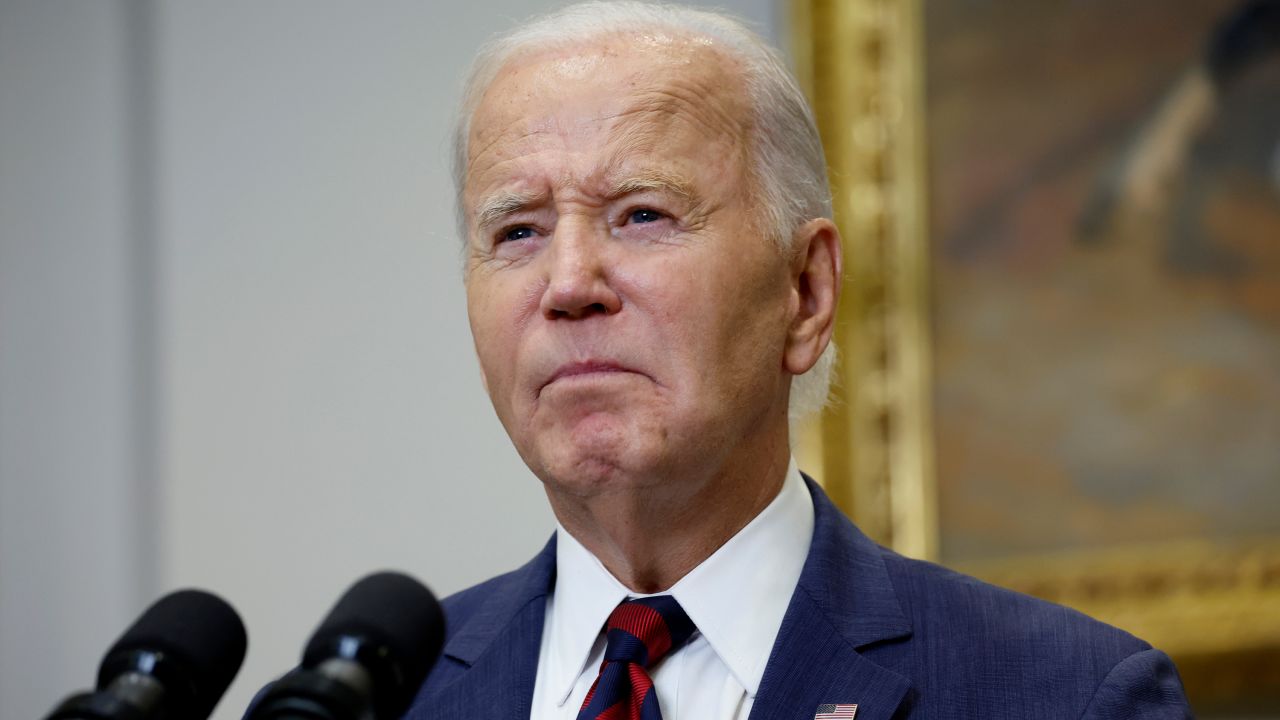 Joe Biden delivers remarks at the White House in Washington, DC, on October 9.