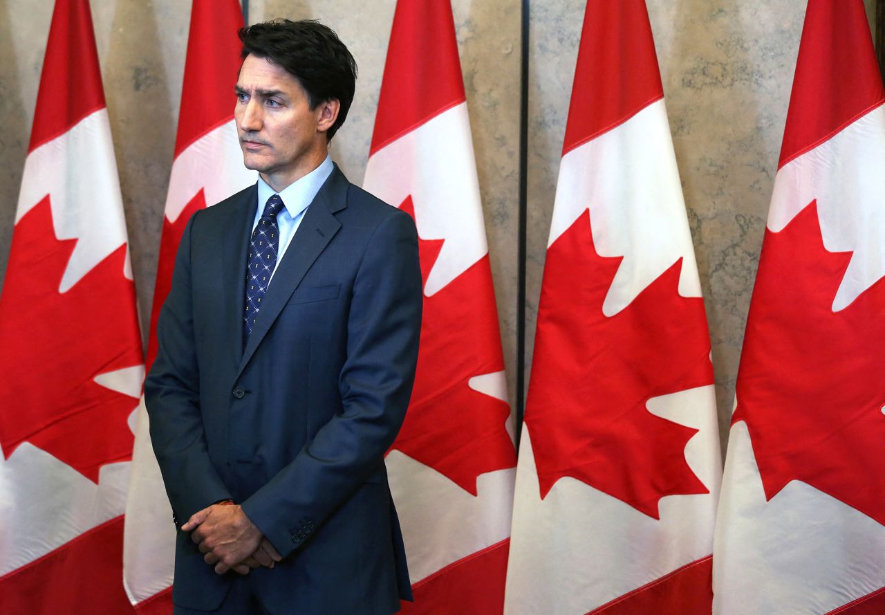 Canadian Prime Minister Justin Trudeau attends a press conference on October 14, on Parliament Hill in Ottawa, Canada.