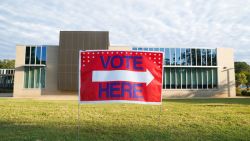 ATLANTA, GEORGIA - OCTOBER 15: Signs sit to show people where to go to cast their votes on the first day of early voting at Metropolitan library on October 15, 2024 in Atlanta, Georgia. Early voting takes place from October 15 - November 1, ahead of Election Day on November 5. (Photo by Megan Varner/Getty Images)