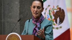 Mexican President Claudia Sheinbaum speaks during the High Level Summit between Mexican and US leaders and businessmen at the National Palace in Mexico City on October 15, 2024. (Photo by Yuri CORTEZ / AFP) (Photo by YURI CORTEZ/AFP via Getty Images)