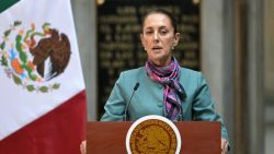 Mexican President Claudia Sheinbaum speaks during the High Level Summit between Mexican and US leaders and businessmen at the National Palace in Mexico City on October 15, 2024. (Photo by Yuri CORTEZ / AFP) (Photo by YURI CORTEZ/AFP via Getty Images)