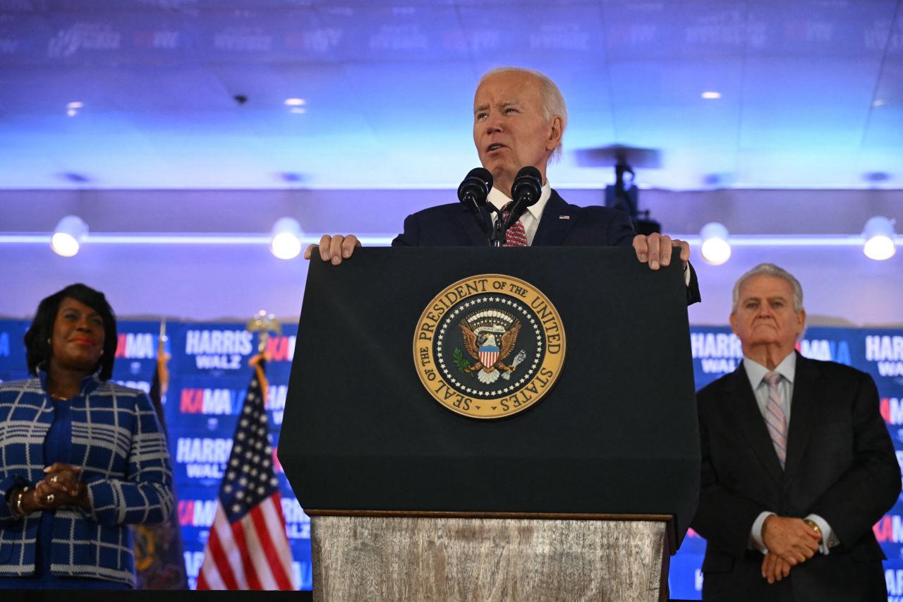 President Joe Biden speaks at the Philadelphia Democratic City Committee Autumn Dinner in Philadelphia, Pennsylvania on Tuesday, October 15.