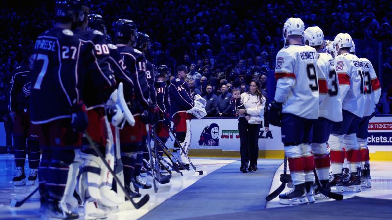 NHL Blue Jackets honor Johnny Gaudreau and his brother before the game