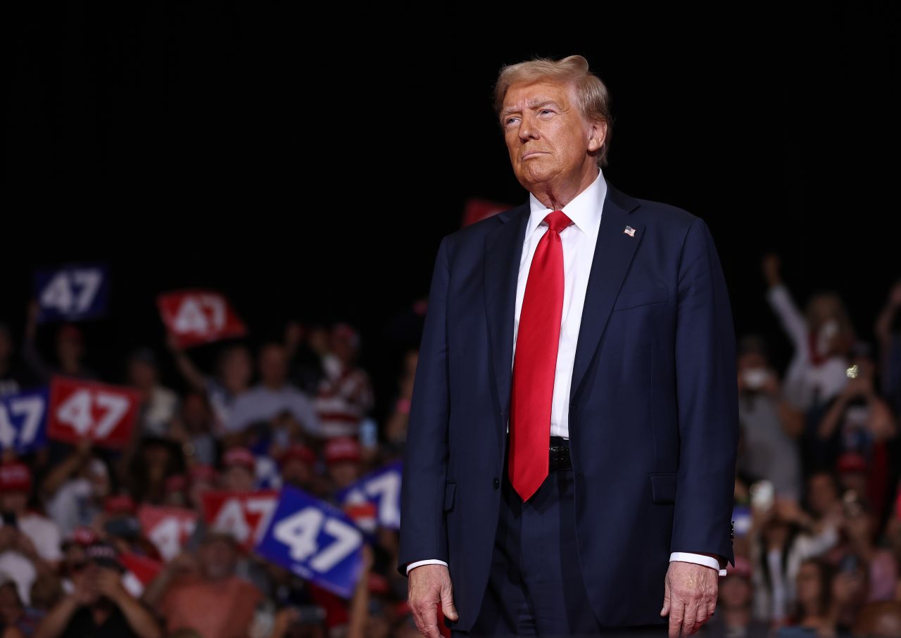 Former President Donald Trump attends a campaign rally in Reno, Nevada, on October 11.