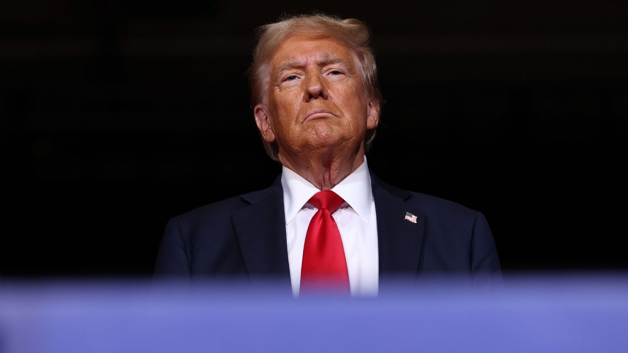 RENO, NEVADA - OCTOBER 11: Republican presidential nominee, former U.S. President Donald Trump, greets supporters during a campaign rally at the Grand Sierra Resort on October 11, 2024 in Reno, Nevada. With 25 days to go until election day, former President Donald Trump is campaigning in Nevada and Colorado.  (Photo by Justin Sullivan/Getty Images)