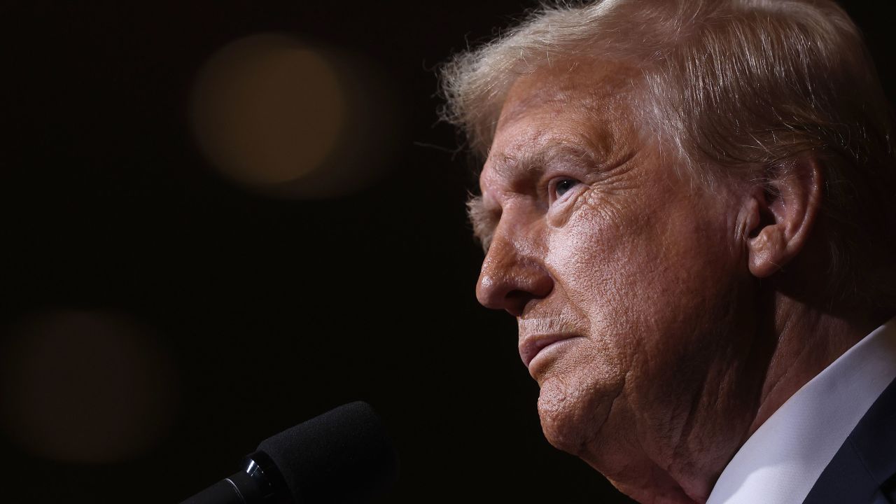 RENO, NEVADA - OCTOBER 11: Republican presidential nominee, former U.S. President Donald Trump, speaks during a campaign rally at the Grand Sierra Resort on October 11, 2024 in Reno, Nevada. With 25 days to go until election day, former President Donald Trump is campaigning in Nevada and Colorado.  (Photo by Justin Sullivan/Getty Images)