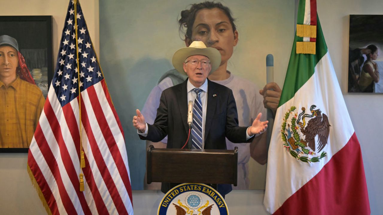 US ambassador to Mexico Ken Salazar speaks during a press conference on bilateral relations at his residence in Mexico City on October 17, 2024. (Photo by Yuri CORTEZ / AFP) (Photo by YURI CORTEZ/AFP via Getty Images)