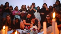 BUENOS AIRES, ARGENTINA - OCTOBER 17: Fans of Liam Payne gather around candles in front of the Obelisk on October 17, 2024 in Buenos Aires, Argentina. According to the Buenos Aires police department, Payne fell from a third-floor hotel room balcony in Palermo, a famous neighborhood in Buenos Aires. Fans around the city gather to pay tribute to the former member of boy band One Direction. (Photo by Marcos Brindicci/Getty Images)