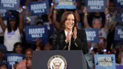 GREENVILLE, NORTH CAROLINA - OCTOBER 13: Democratic presidential nominee, Vice President Kamala Harris speaks during a campaign rally at the Williams Arena at Minges Coliseum on the campus of East Carolina University on October 13, 2024 in Greenville, North Carolina. With 22 days until the election, recent polls in North Carolina show Harris and her opponent Republican presidential nominee, former President Donald Trump within just a point or two on average, which is also the case in the other six key battleground states. (Photo by Alex Wong/Getty Images)