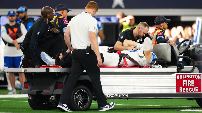 Aidan Hutchinson: The Detroit Lions star was forced off the field with a broken tibia