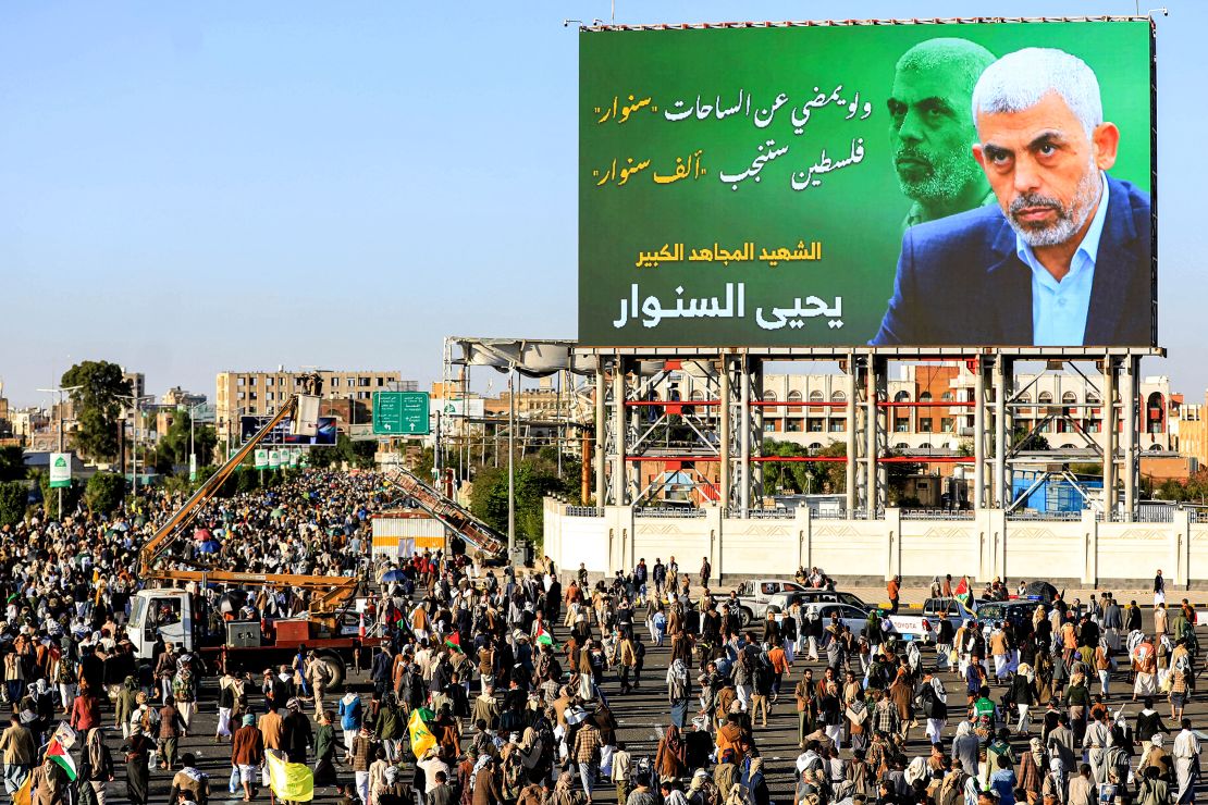 A rally celebrating Sinwar took place in Yemen's Huthi-controlled capital Sanaa on October 18, 2024.