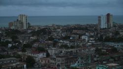 A general view of the city during a nationwide blackout caused by a grid failure in Havana, taken on October 18, 2024.