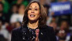 ERIE, PENNSYLVANIA - OCTOBER 14: Democratic presidential nominee, Vice President Kamala Harris speaks during a campaign rally at Erie Insurance Arena on October 14, 2024 in Erie, Pennsylvania. U.S. Sen. John Fetterman (D-PA) was scheduled to attend the evening event with Harris, who is stumping in this bellwether county of a battleground state in which a recent New York Times/Siena College poll shows her leading, but within the margin of error. (Photo by Michael M. Santiago/Getty Images)