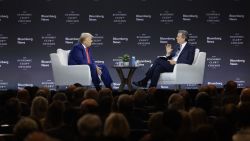 CHICAGO, ILLINOIS - OCTOBER 15: Republican presidential nominee former President Donald Trump Is interviewed by Bloomberg News Editor-in-Chief John Micklethwait during a luncheon hosted by the Economic Club of Chicago on October 15, 2024 in Chicago, Illinois. Recent polls have Trump virtually tied with Democratic presidential nominee Vice President Kamala Harris as the race heads into the final stretch. (Photo by Scott Olson/Getty Images)