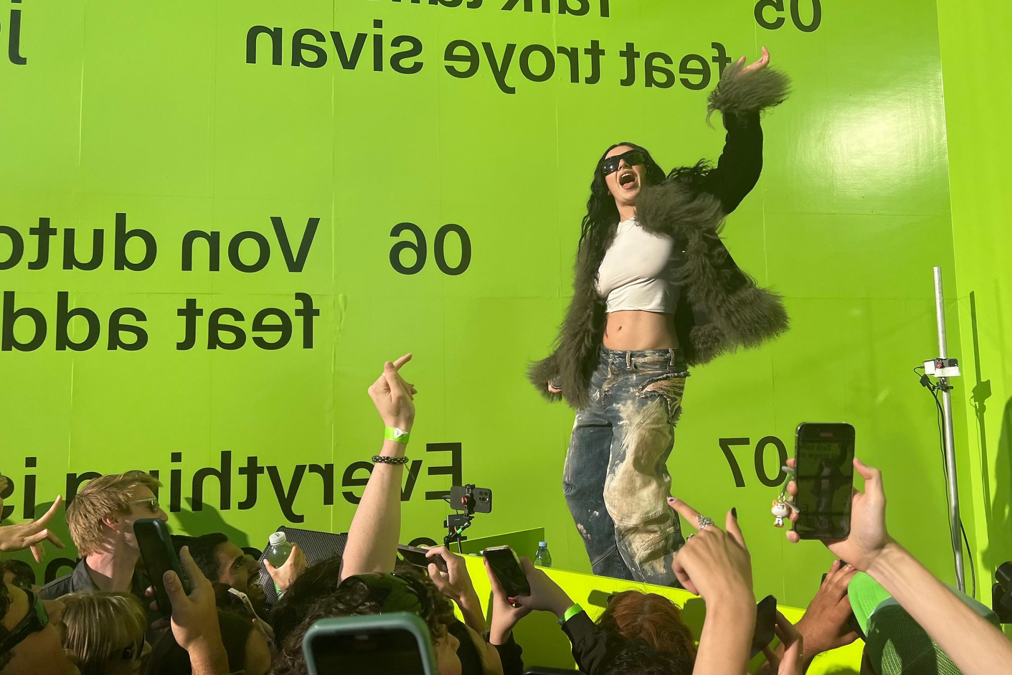 Charli XCX shares her new remix album with a few hundred fans in New Windsor, New York, on October 10, 2024.