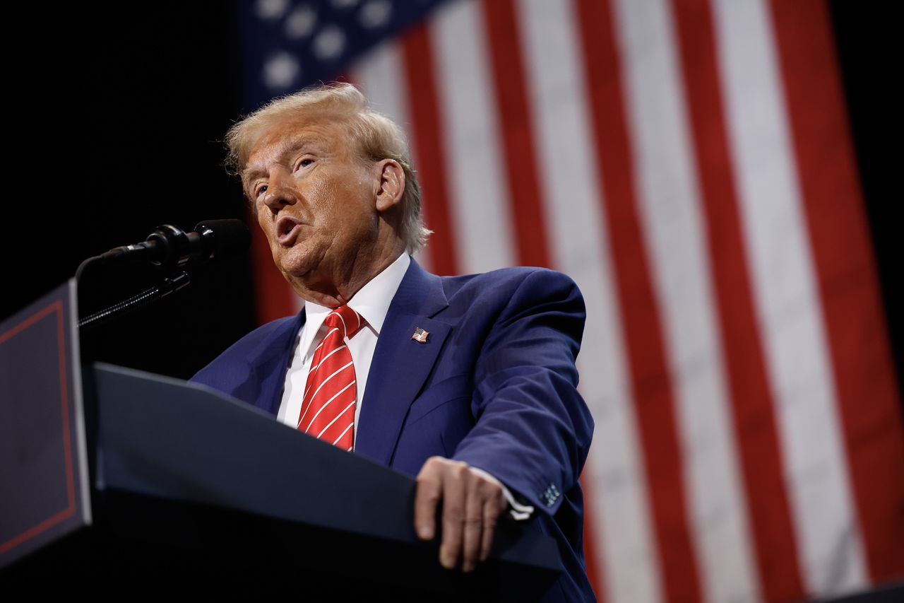 Donald Trump speaks during a campaign rally in Atlanta, Georgia, on October 15.