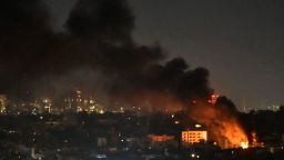 Smoke and flames rise from areas targeted by an Israeli airstrike in Beirut's southern suburbs late on October 20, 2024. (Photo by Fadel ITANI / AFP) (Photo by FADEL ITANI/AFP via Getty Images)