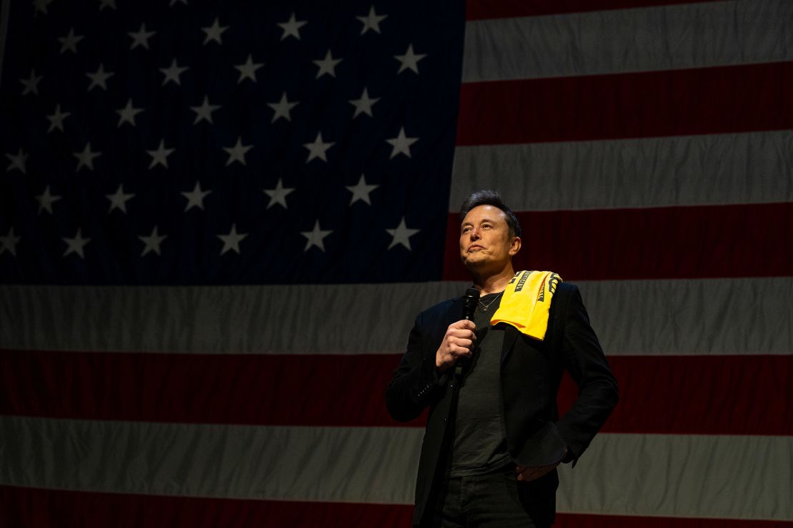 SpaceX and Tesla CEO Elon Musk speaks at a town hall with Republican candidate for Senate Dave McCormick at the Roxain Theater in Pittsburgh on October 20, 2024.