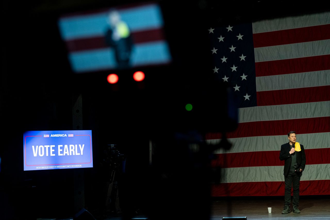 Elon Musk speaks at a town hall in Pittsburgh on October 20.