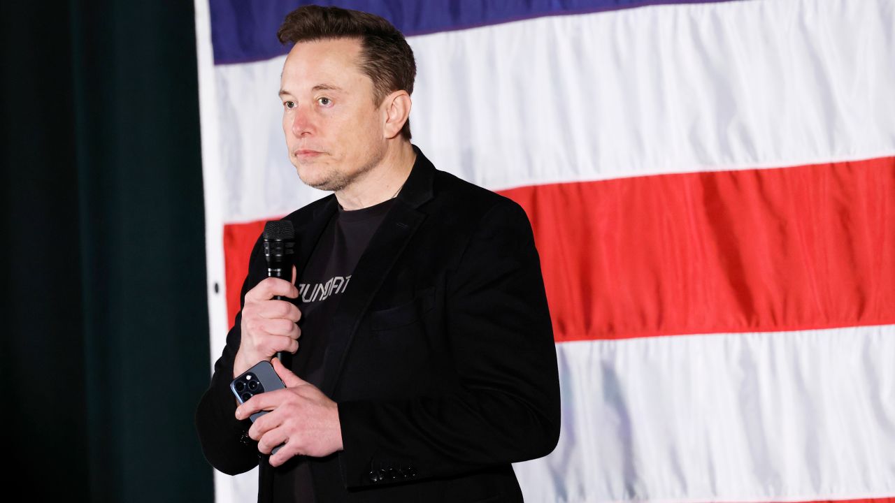 Elon Musk attends a town hall to promote early and absentee voting at Ridley High School on October 17 in Folsom, Pennsylvania.