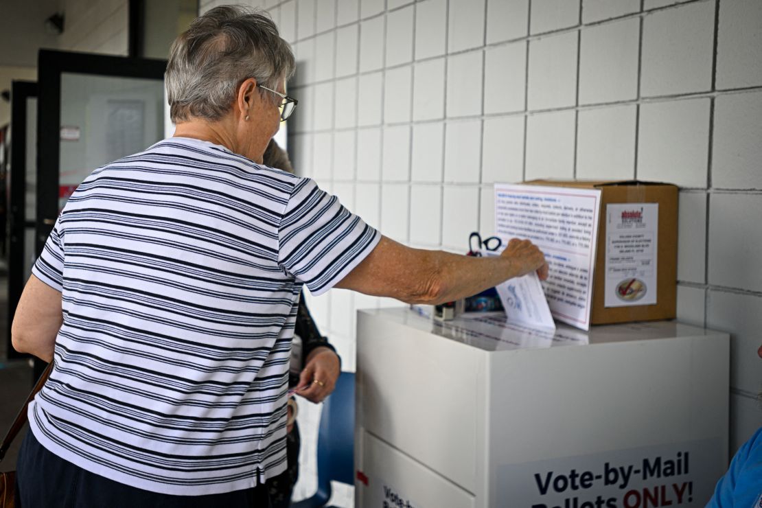 A person votes early at a polling station in Deland, Florida on October 21st.