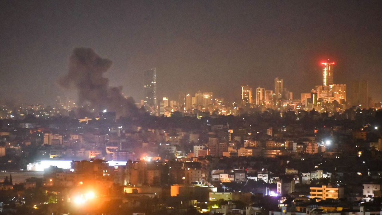 Smoke rises from areas targeted by an Israeli airstrike in Beirut's southern suburbs late on Monday, October 21.