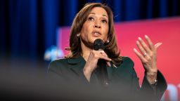 ROYAL OAK, MICHIGAN - OCTOBER 21: Democratic presidential nominee, Vice President Kamala Harris, speaks at a town hall with former U.S. Rep. Liz Cheney (R-WY) at the Royal Oak Music Theatre on October 21, 2024 in Royal Oak, Michigan. Cheney joined Vice President Harris for stops Monday in Pennsylvania, Michigan and Wisconsin. (Photo by Sarah Rice/Getty Images)