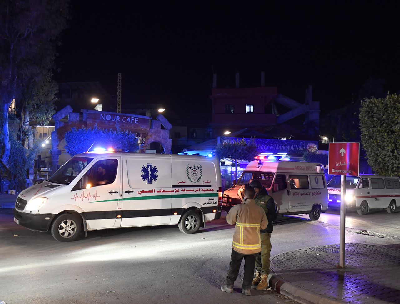 Lebanese forces take security measures around Rafik Hariri University Hospital after an Israeli attack near the area in Beirut, Lebanon on October 22.