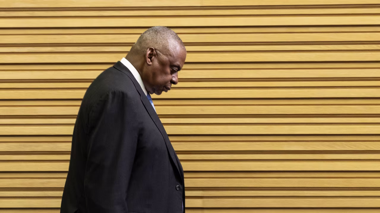 US Secretary of Defense Lloyd Austin arrives at NATO headquarters in Brussels, Belgium, on October 18.