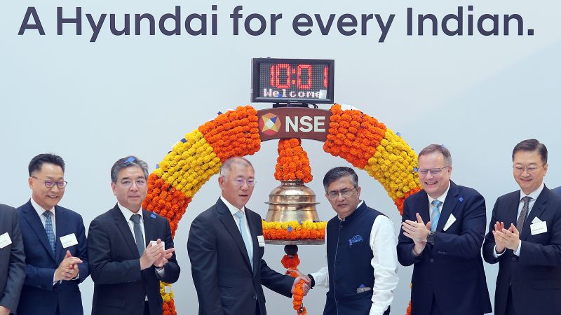 Hyundai India shares drop 6% on market debut after record IPO