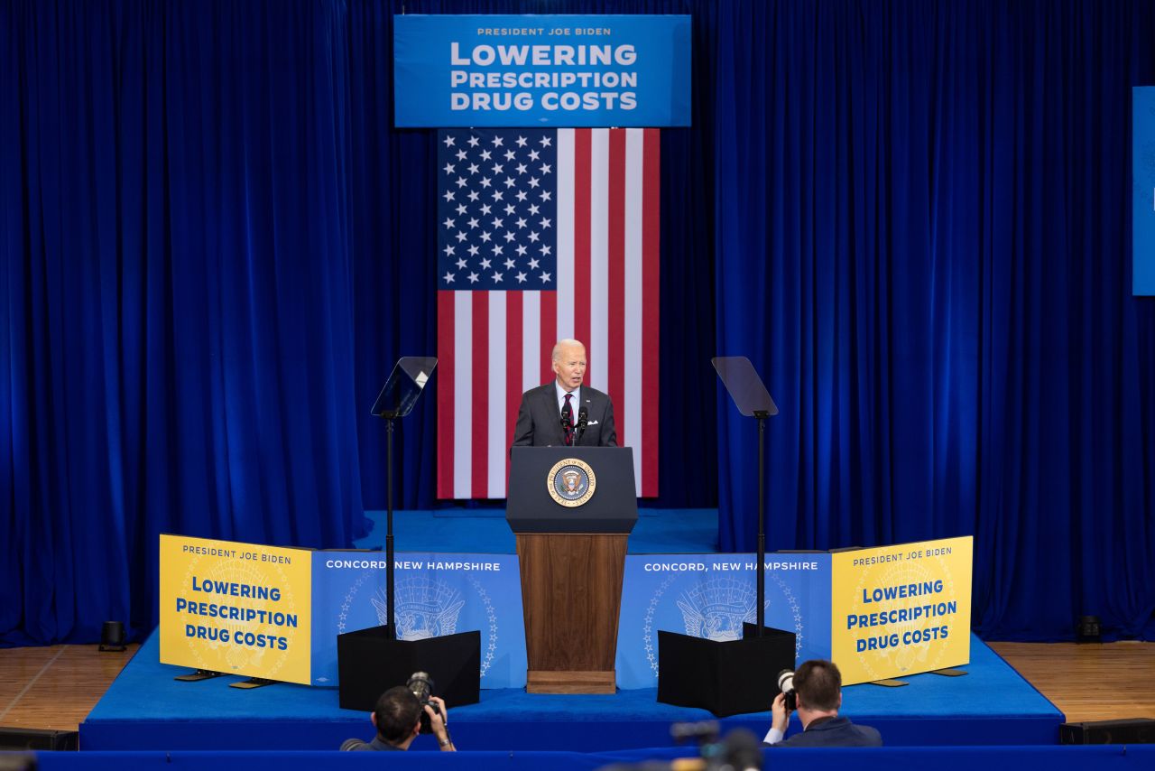 US President Joe Biden delivers remarks at NHTI Concord Community College in Concord, New Hampshire, on October 22.