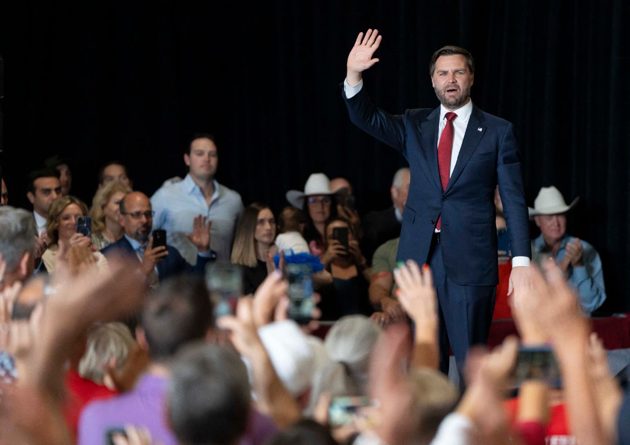 JD Vance leaves after speaking during a campaign rally in Peoria, Arizona, on October 22.