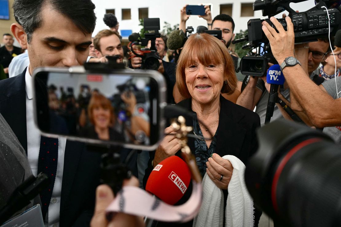 Pelicot speaks to the press outside the court in Avignon on Wednesday.